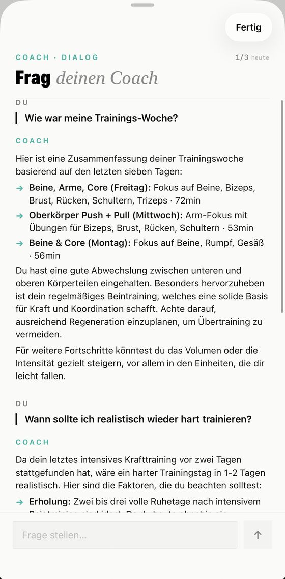 KI-Coach analysiert die Trainingswoche